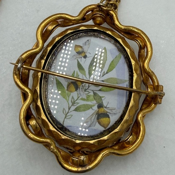 Vintage Floral  Art Glass Brooch/Pendant Spinner - Picture 4 of 6